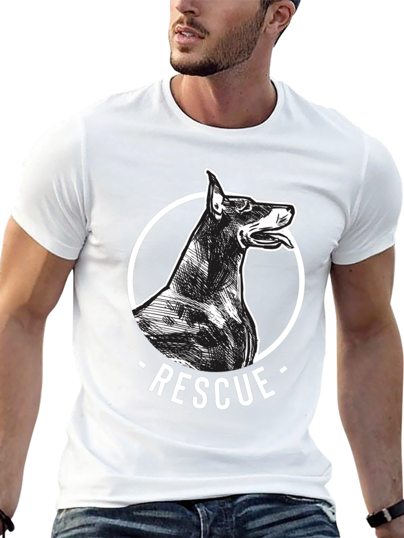 Doberman Rescue Dog Black Graphic Tee