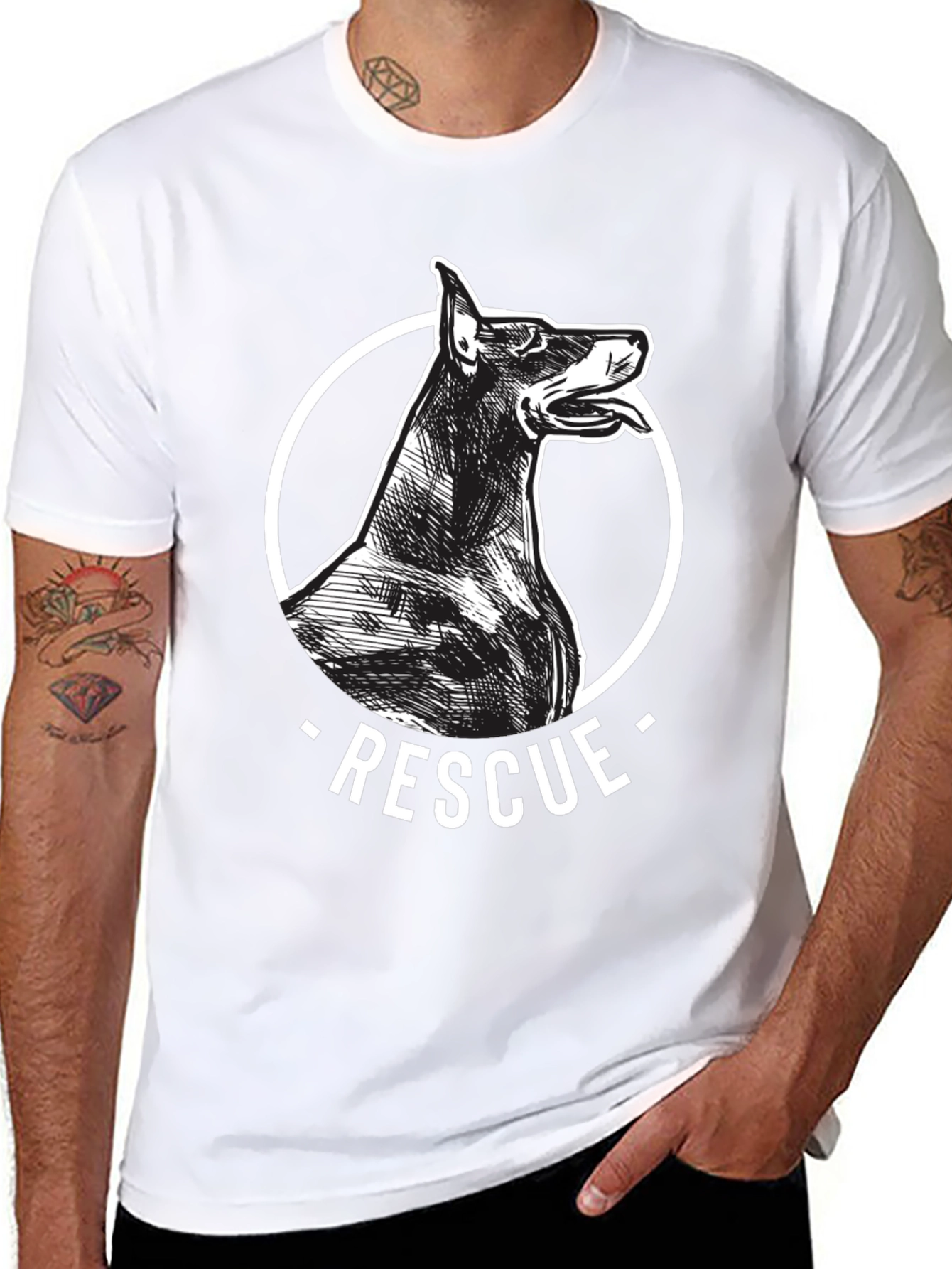 Doberman Rescue Dog Black Graphic Tee