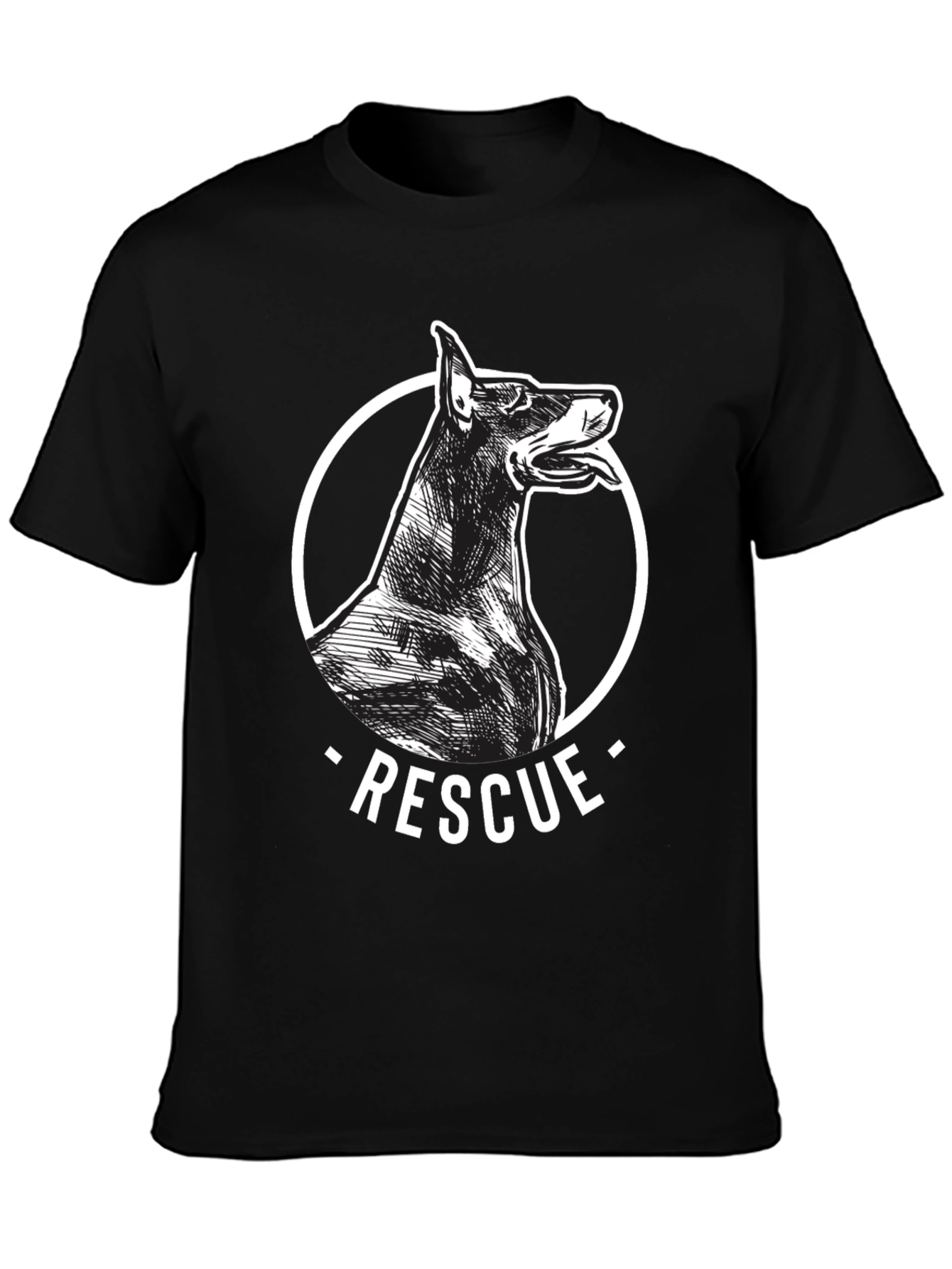 Doberman Rescue Dog Black Graphic Tee
