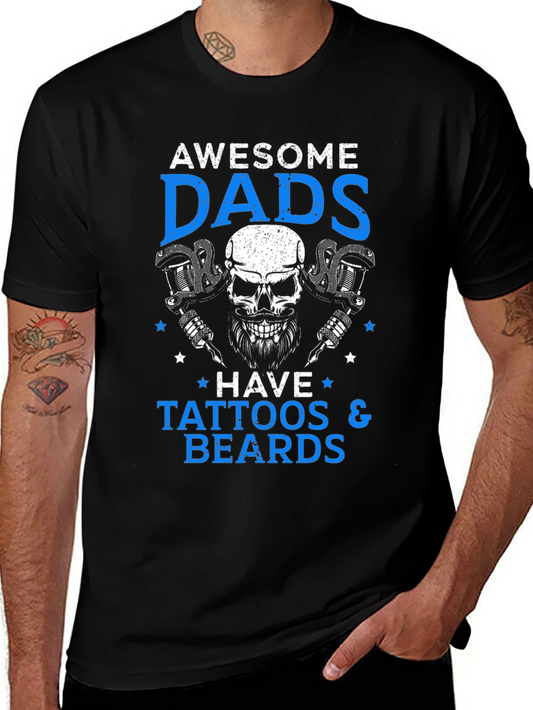 Awesome Dads Tattoos & Beards Graphic Tee