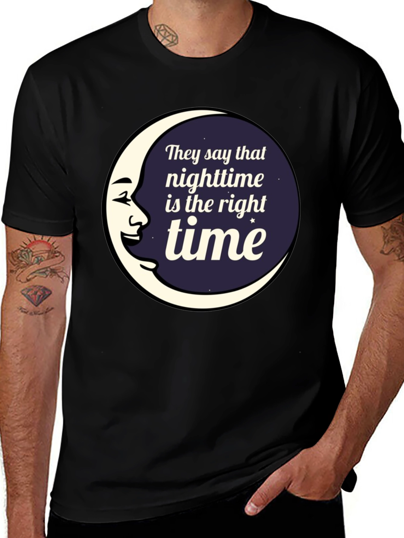 Nighttime is the Right Time Graphic T-Shirt