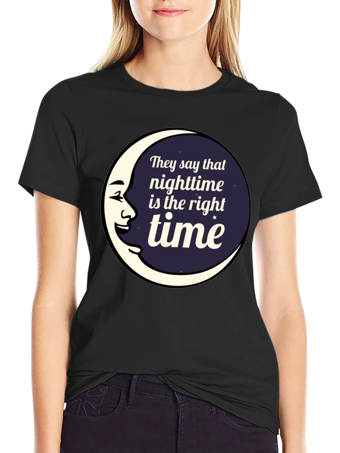 Nighttime is the Right Time Graphic T-Shirt