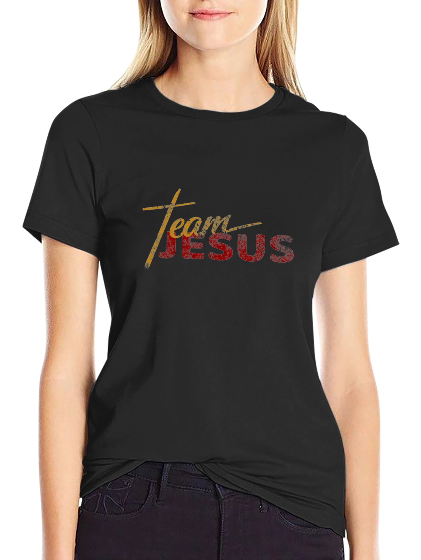 Team Jesus Black Graphic T-Shirt