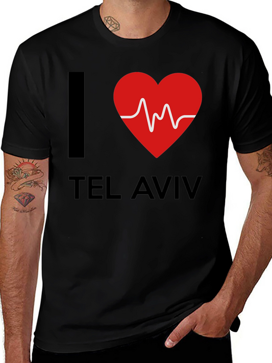 I Heart Tel Aviv Graphic Tee - Black Cotton T-Shirt