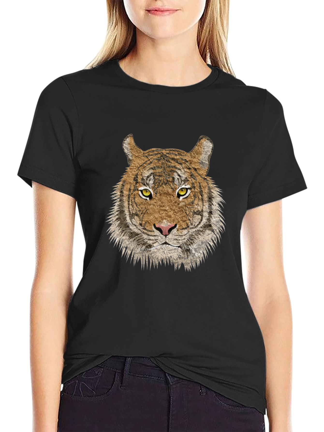 Tiger Graphic Print Black T-Shirt