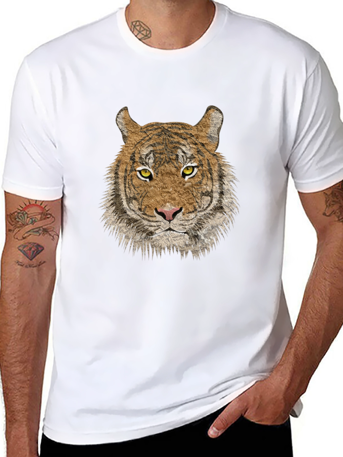 Tiger Graphic Print Black T-Shirt