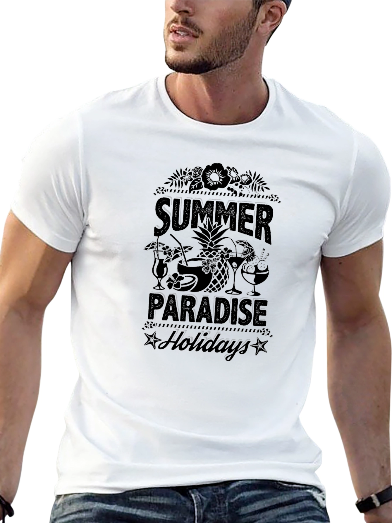 Summer Paradise Holidays Black T-Shirt