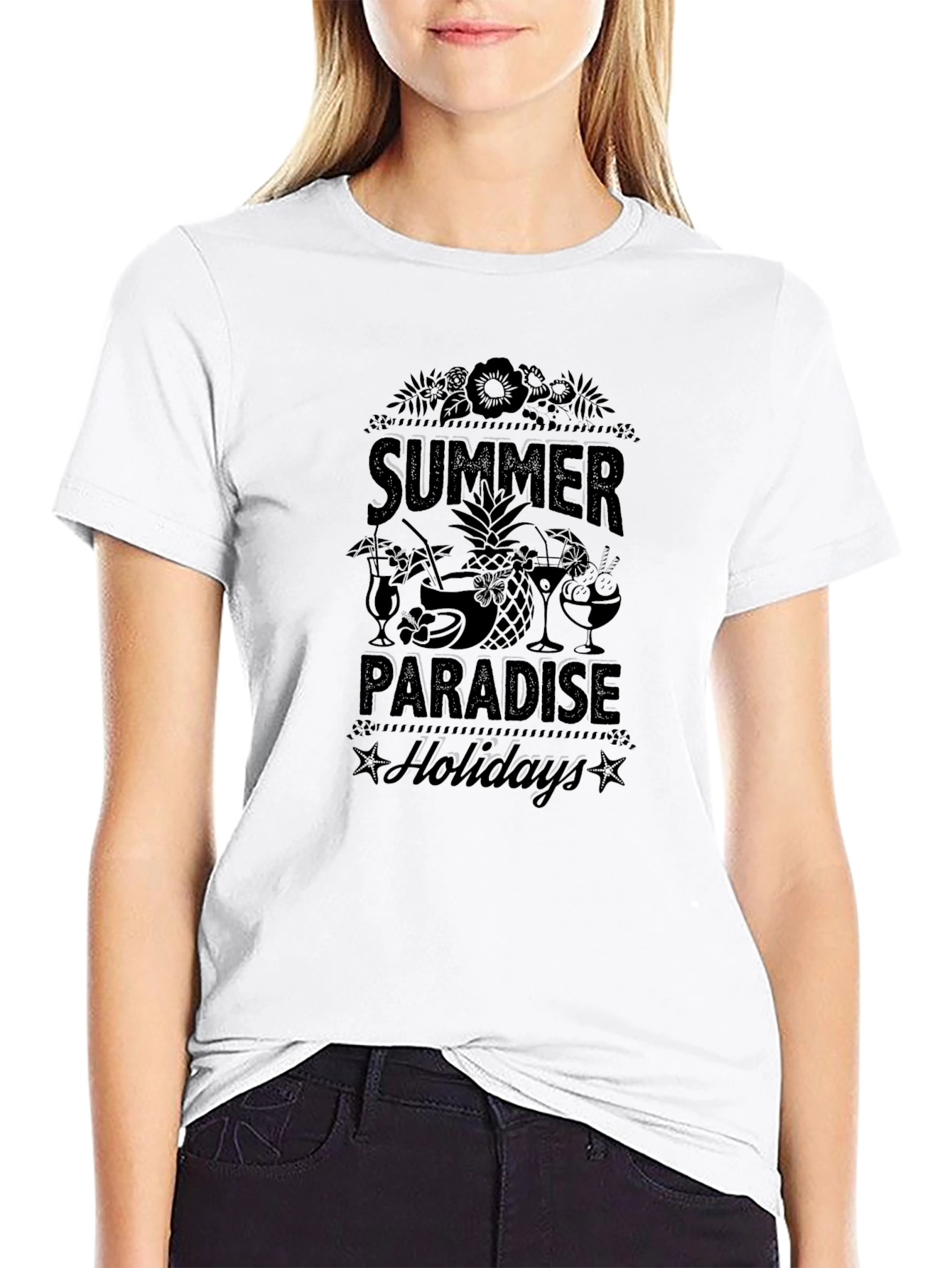 Summer Paradise Holidays Black T-Shirt