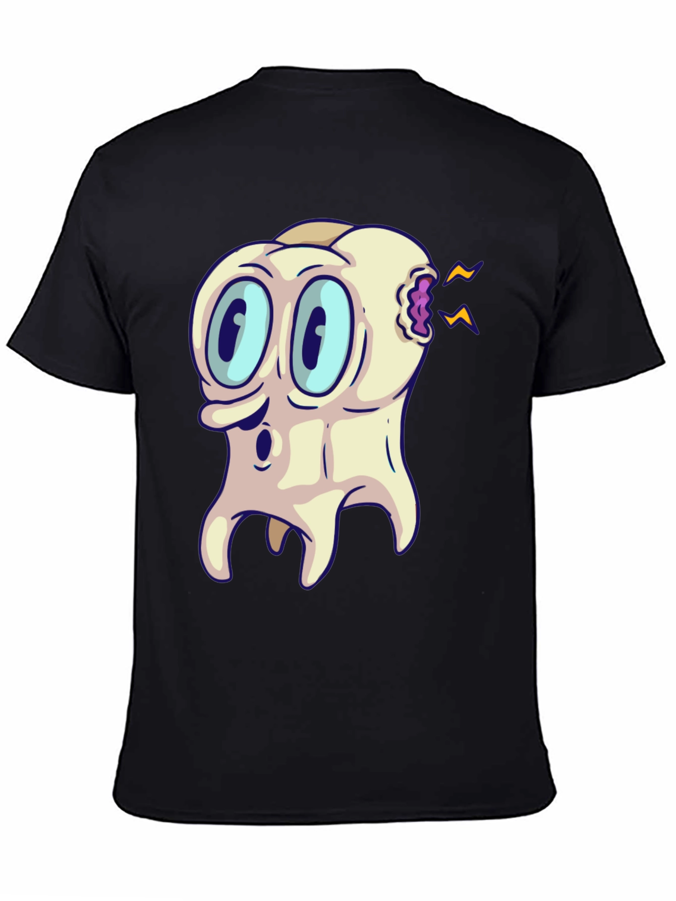 Cartoon Toothache Black T-Shirt