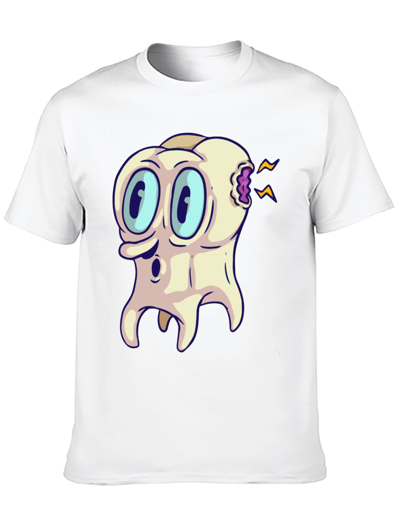 Cartoon Toothache Black T-Shirt