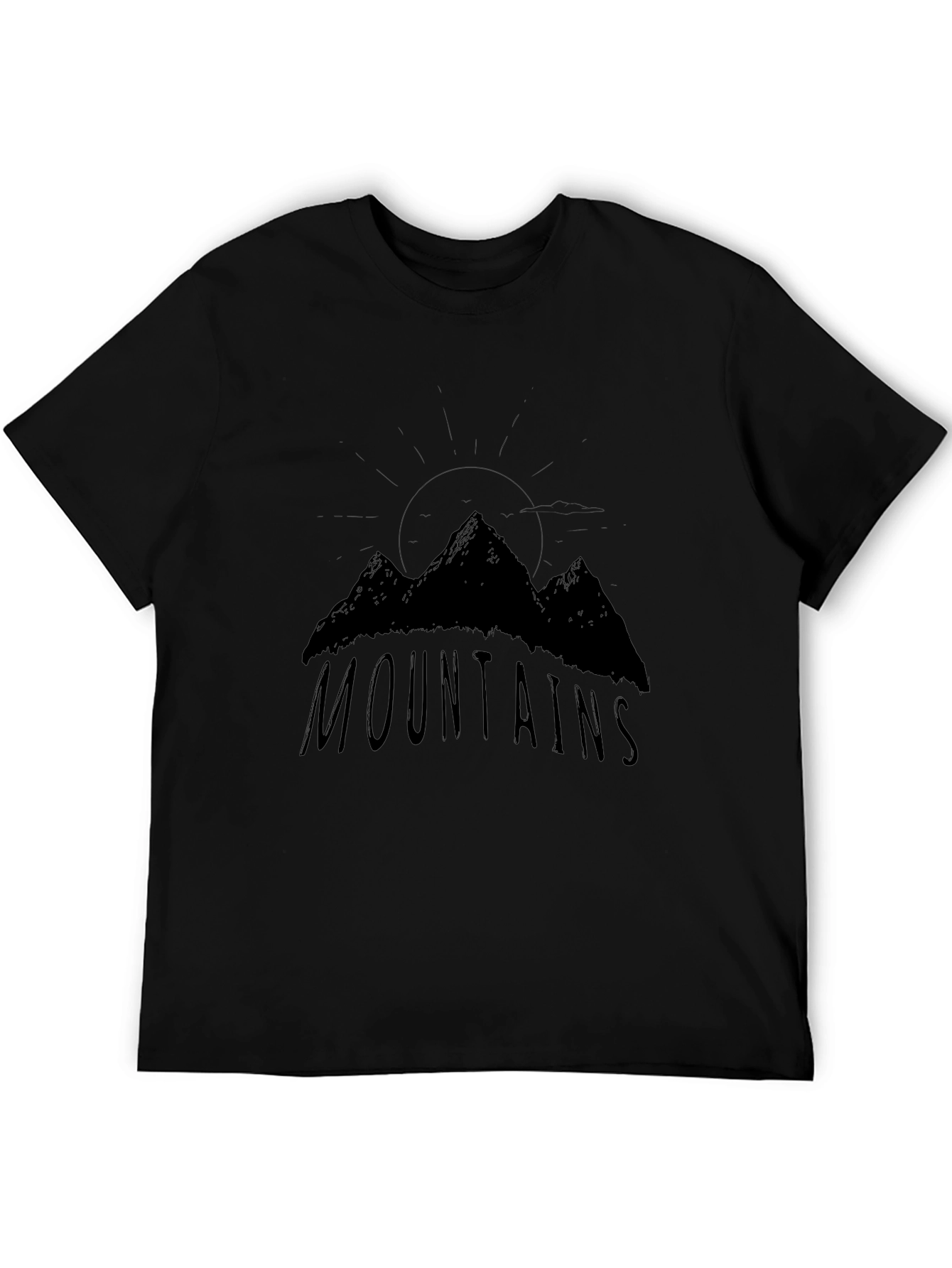 Mountains Graphic Print Black T-Shirt
