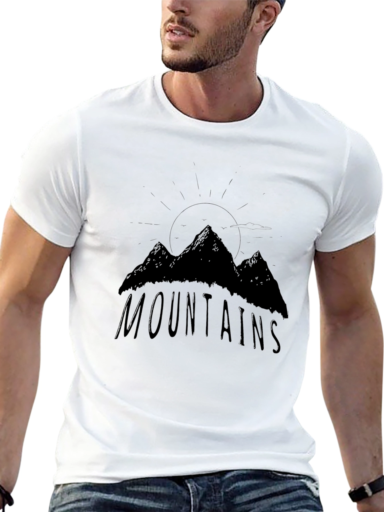 Mountains Graphic Print Black T-Shirt