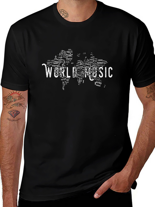 World Music Graphic Print Black T-Shirt