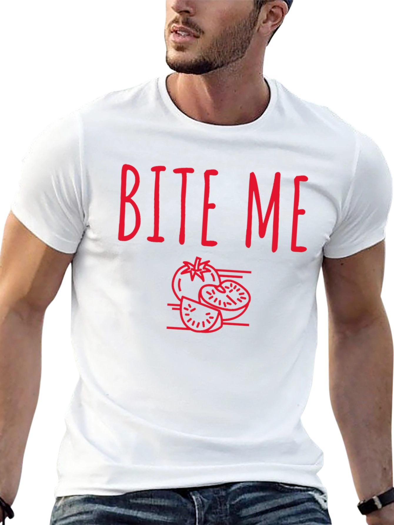 Bite Me Tomato Graphic T-Shirt - Casual Tee