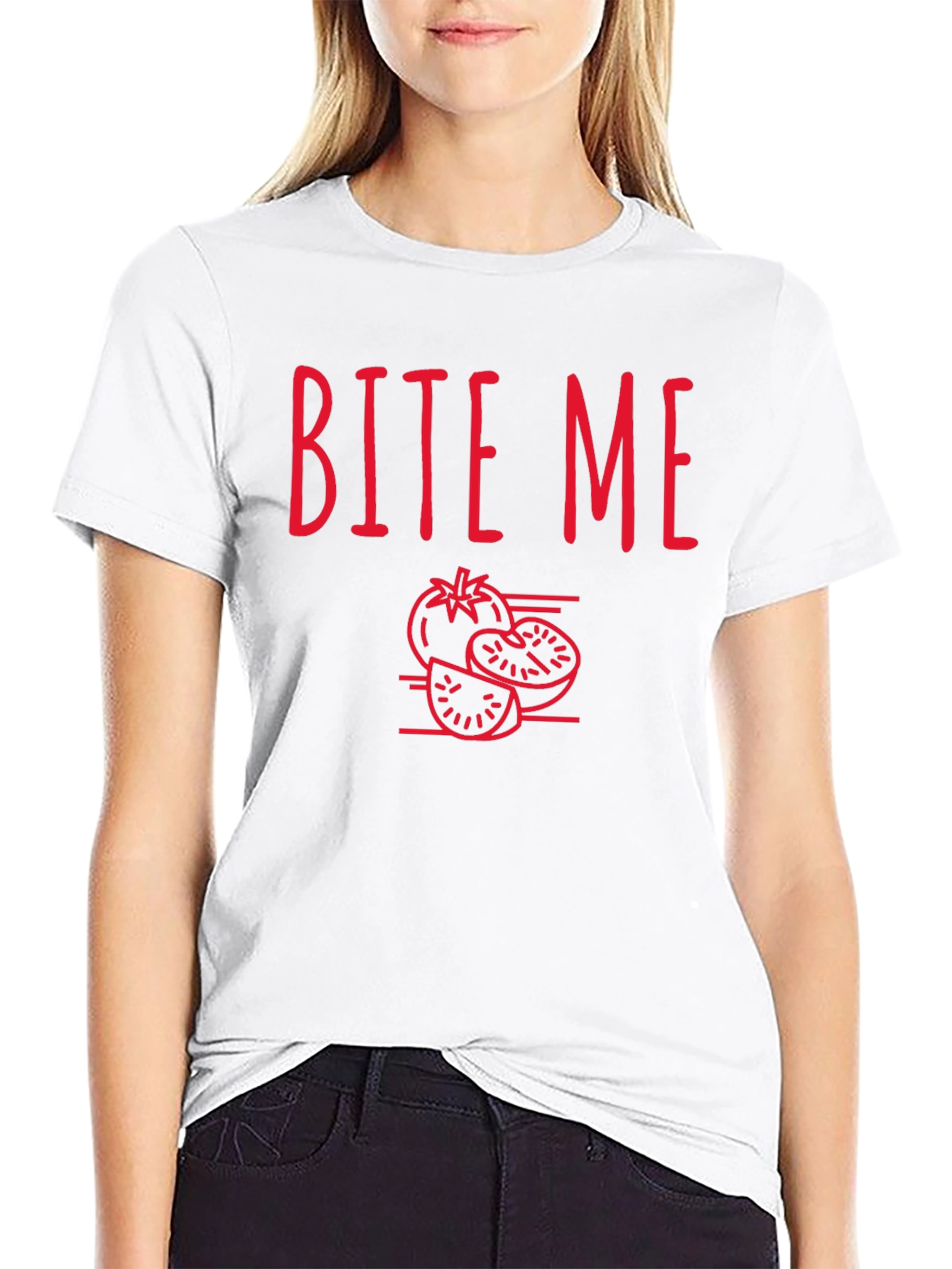 Bite Me Tomato Graphic T-Shirt - Casual Tee