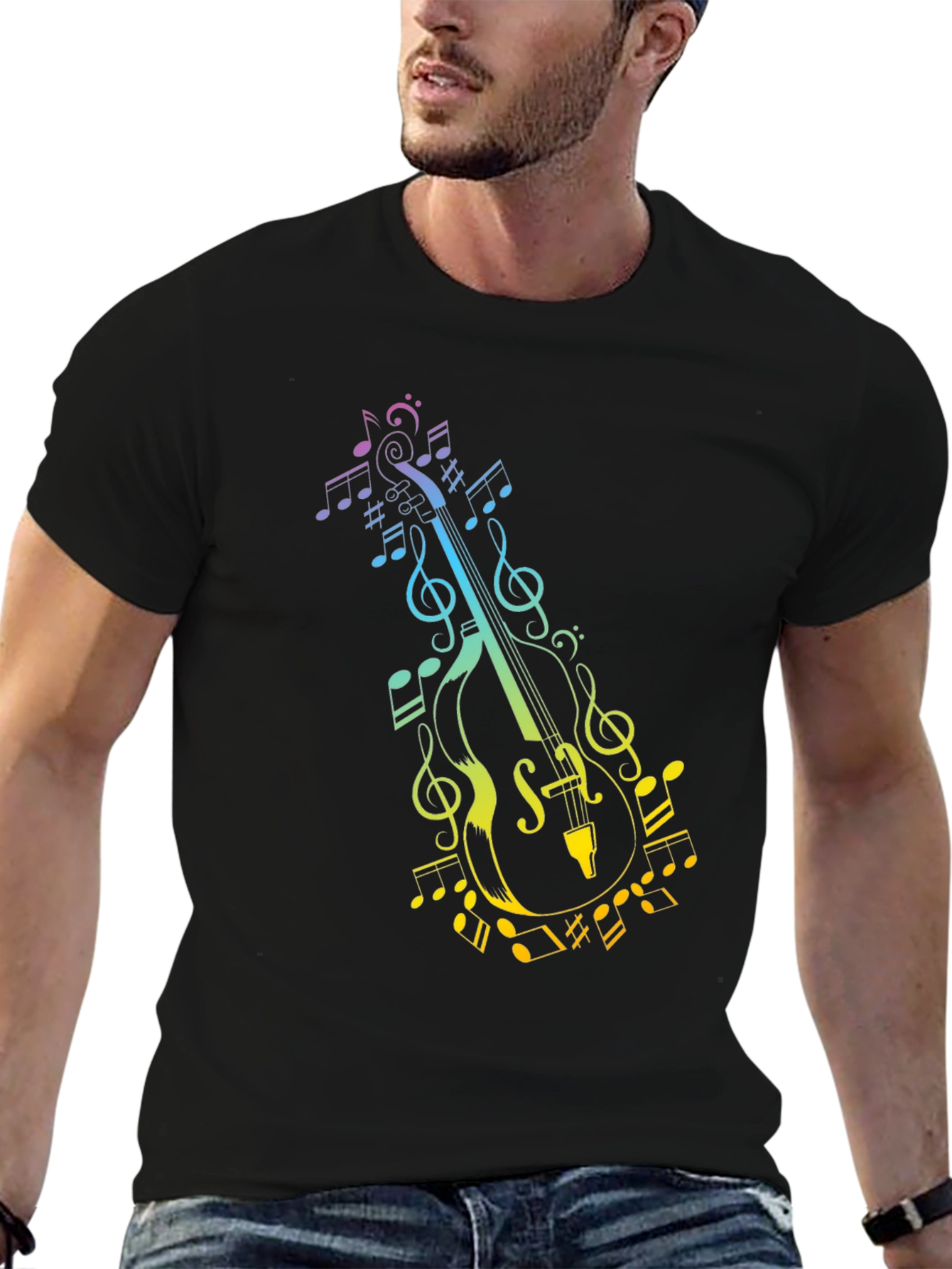Musical Cello Graphic Tee - Black