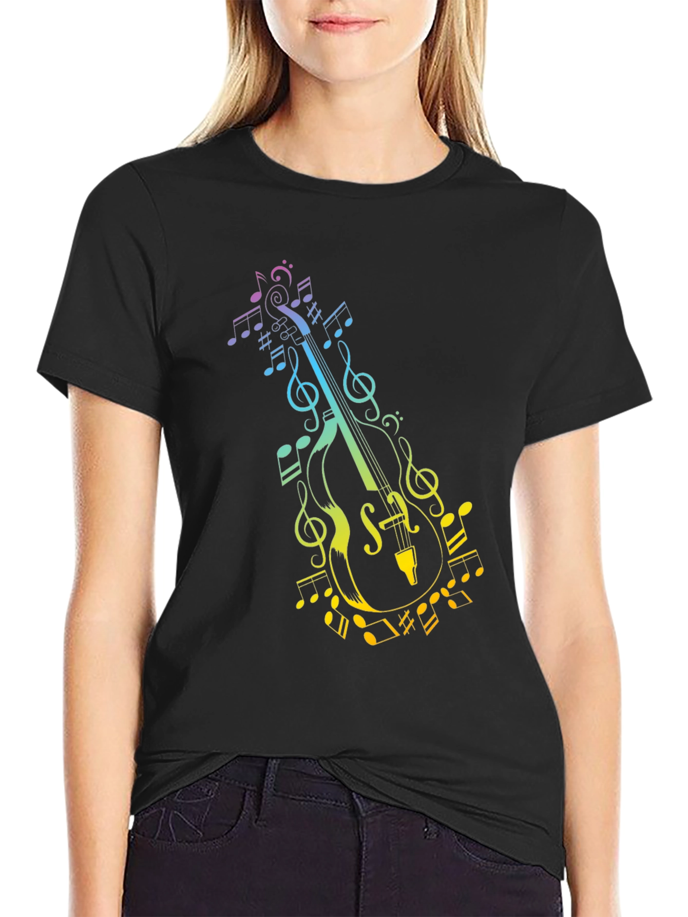 Musical Cello Graphic Tee - Black