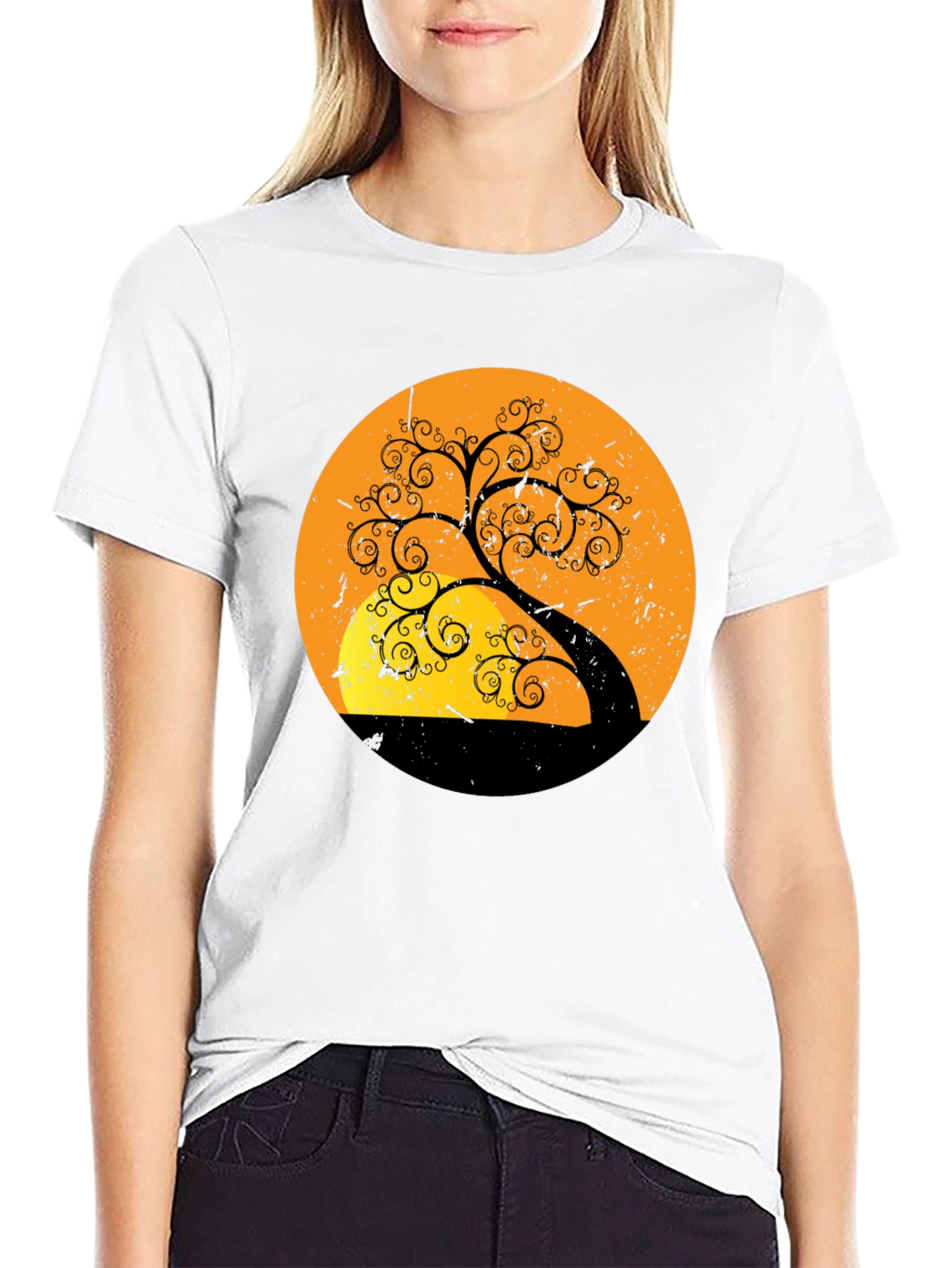 Sunset Tree Graphic Tee - Stylish Black T-Shirt