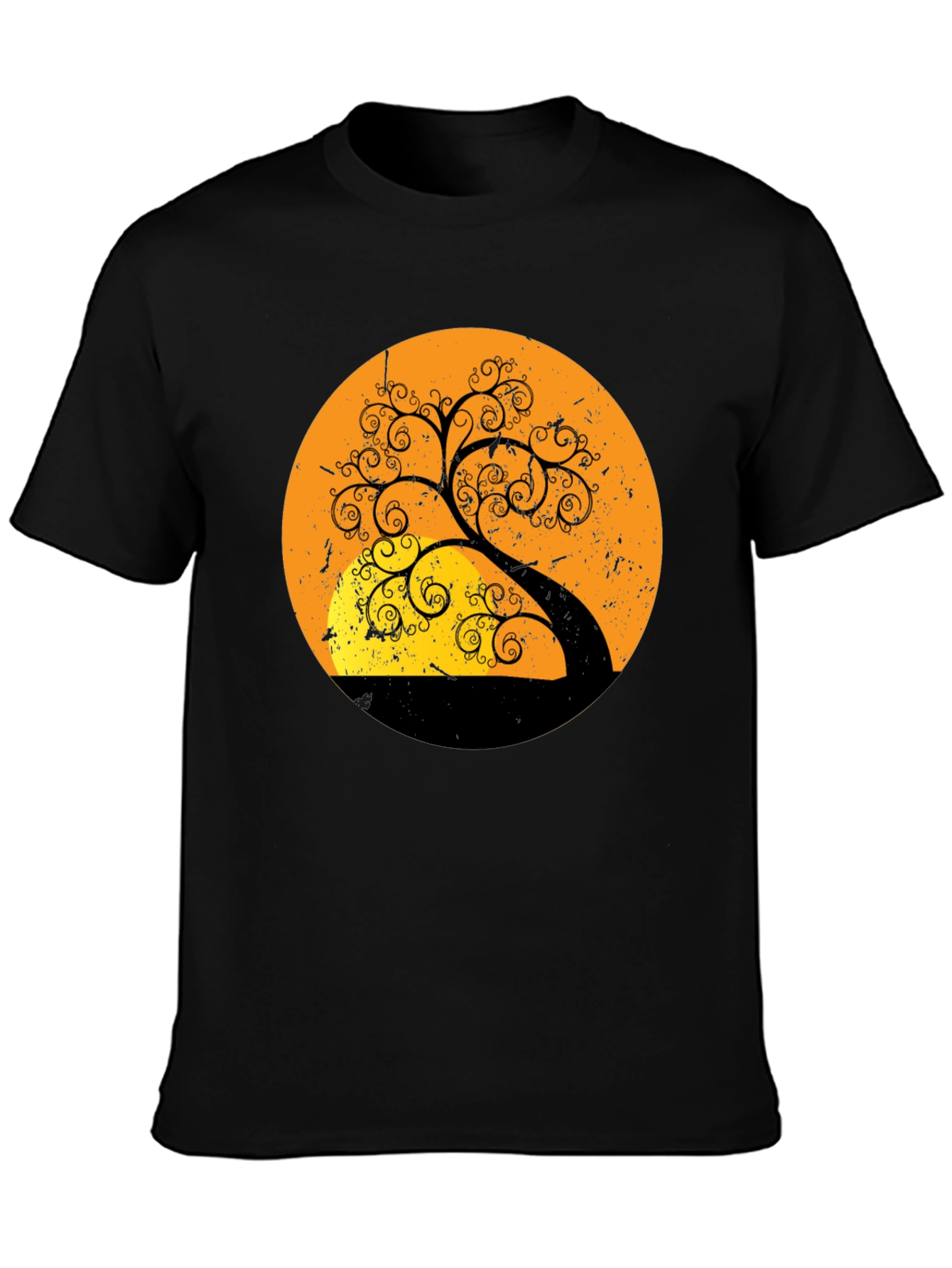 Sunset Tree Graphic Tee - Stylish Black T-Shirt