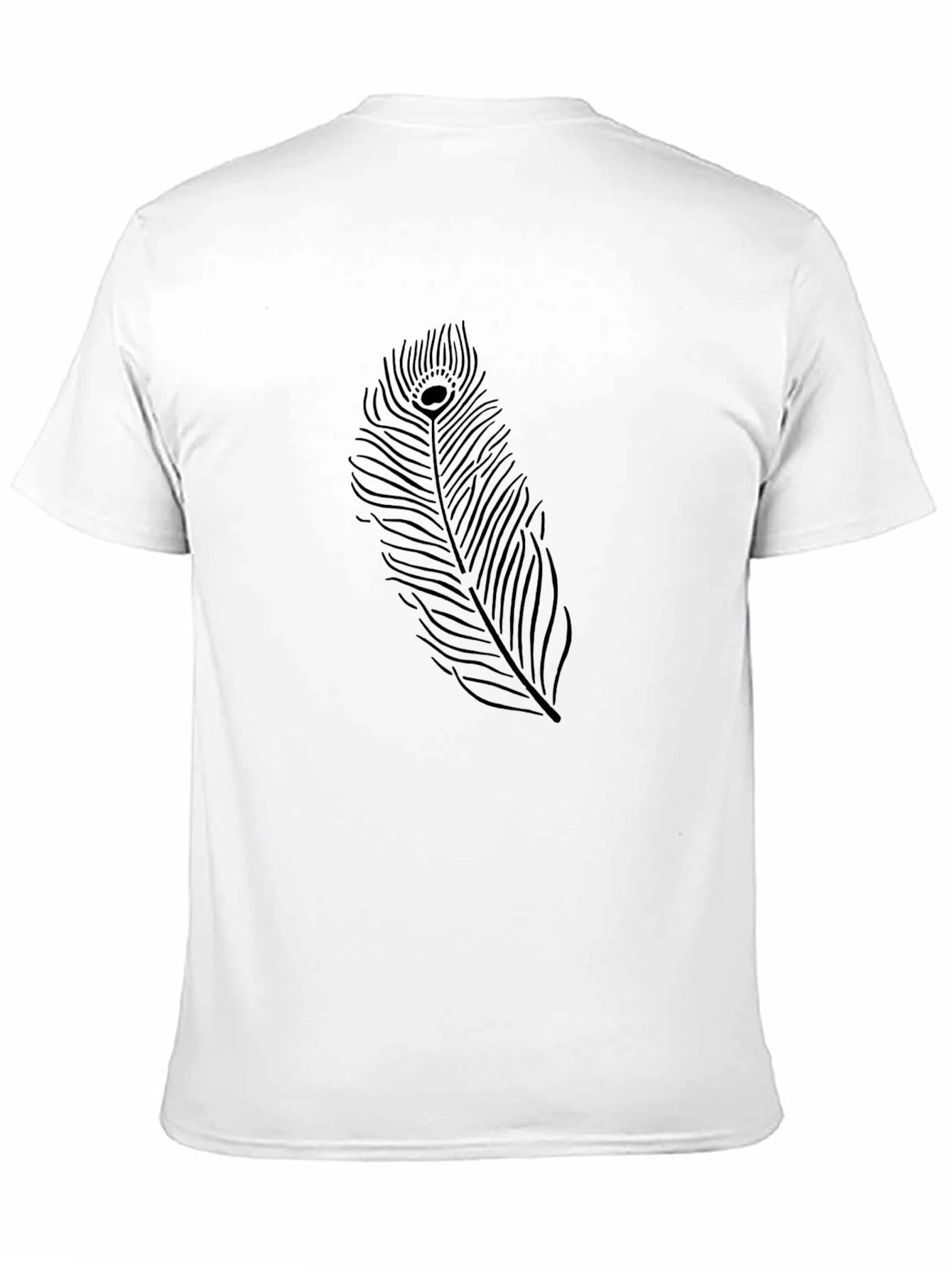 Mens Black Graphic Tee - Peacock Feather Design