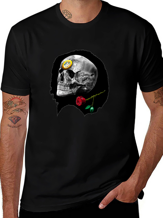 Skull & Rose Graphic Tee - Black