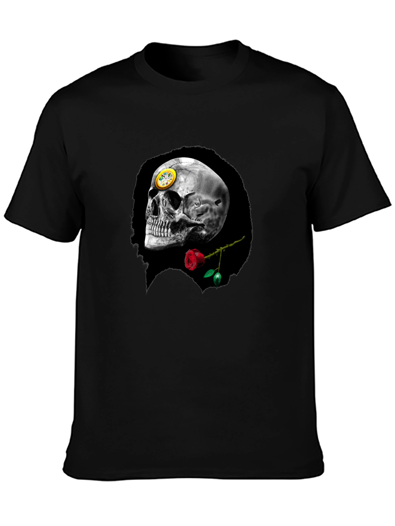 Skull & Rose Graphic Tee - Black