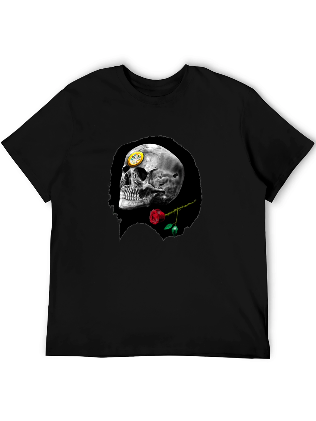 Skull & Rose Graphic Tee - Black