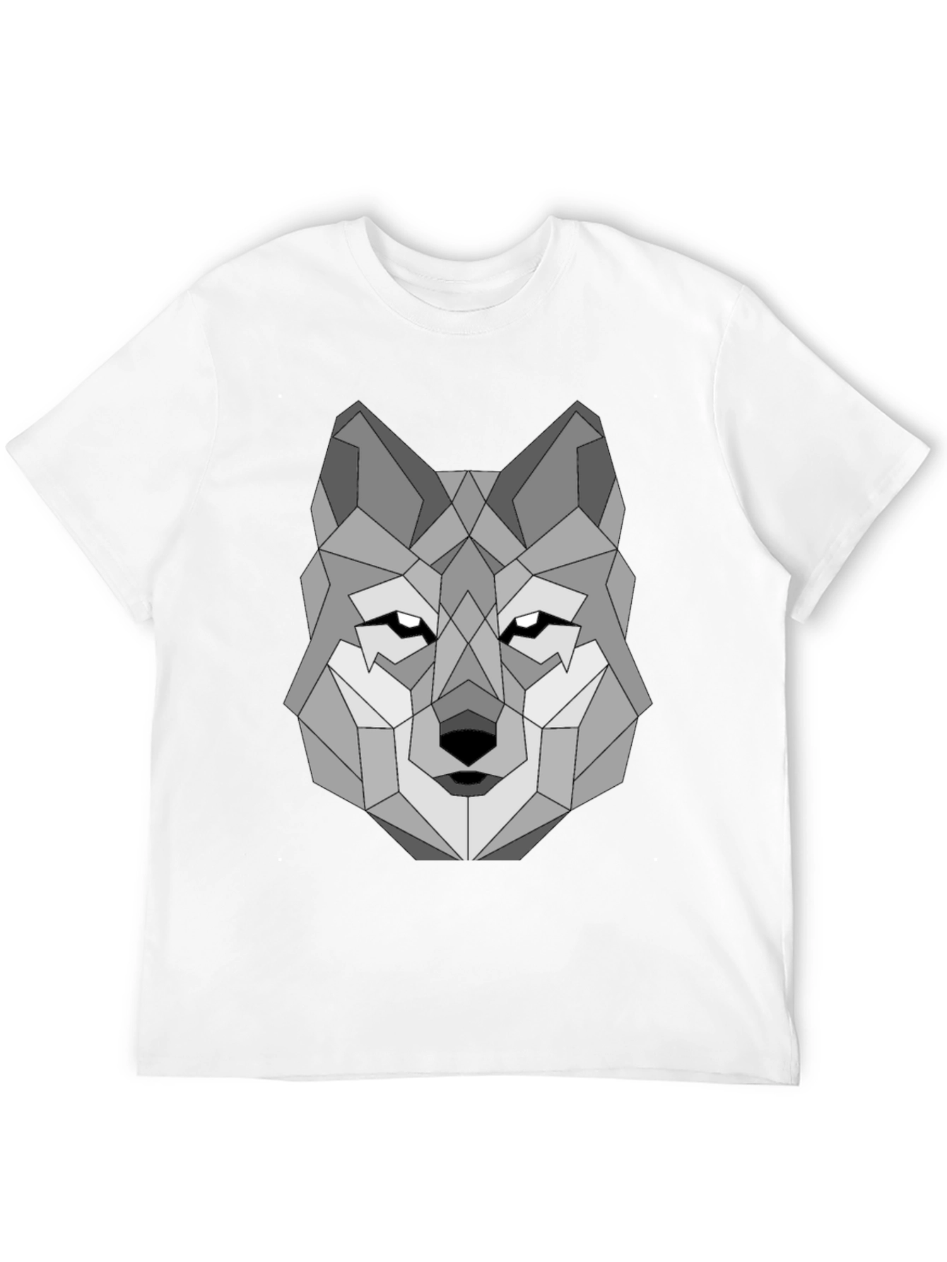 Geometric Wolf Graphic Tee - Black