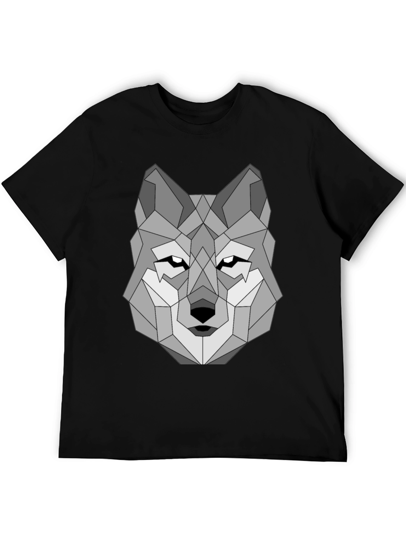Geometric Wolf Graphic Tee - Black