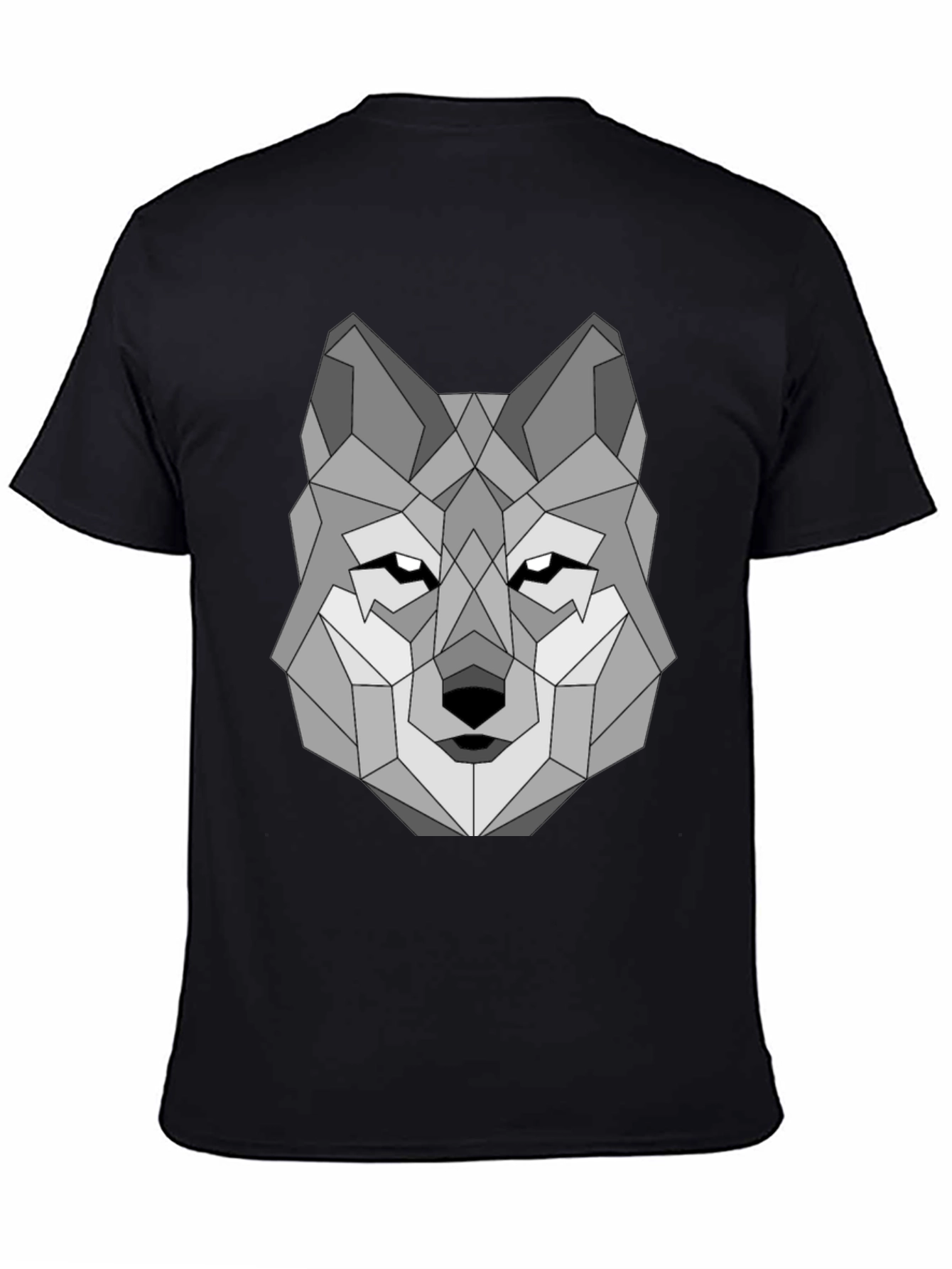Geometric Wolf Graphic Tee - Black