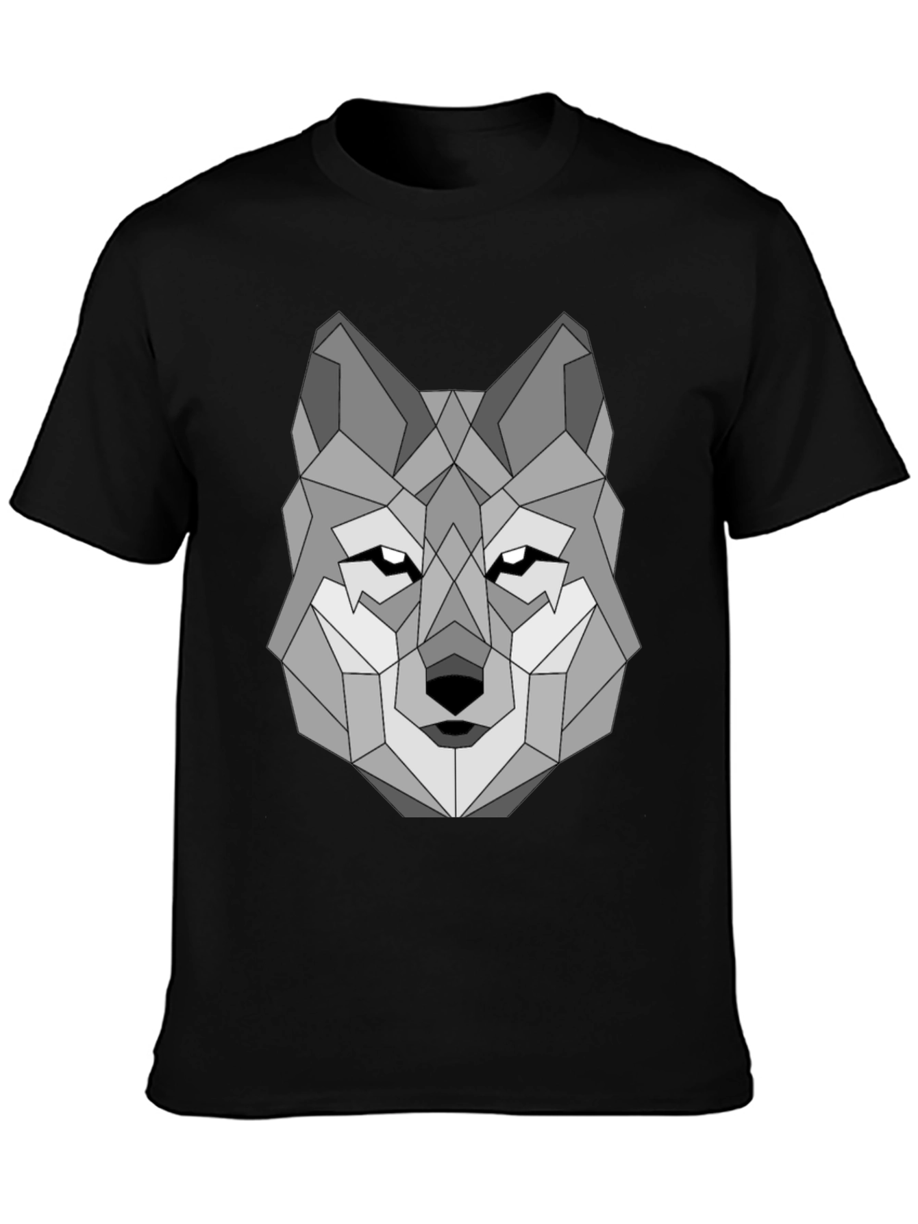 Geometric Wolf Graphic Tee - Black
