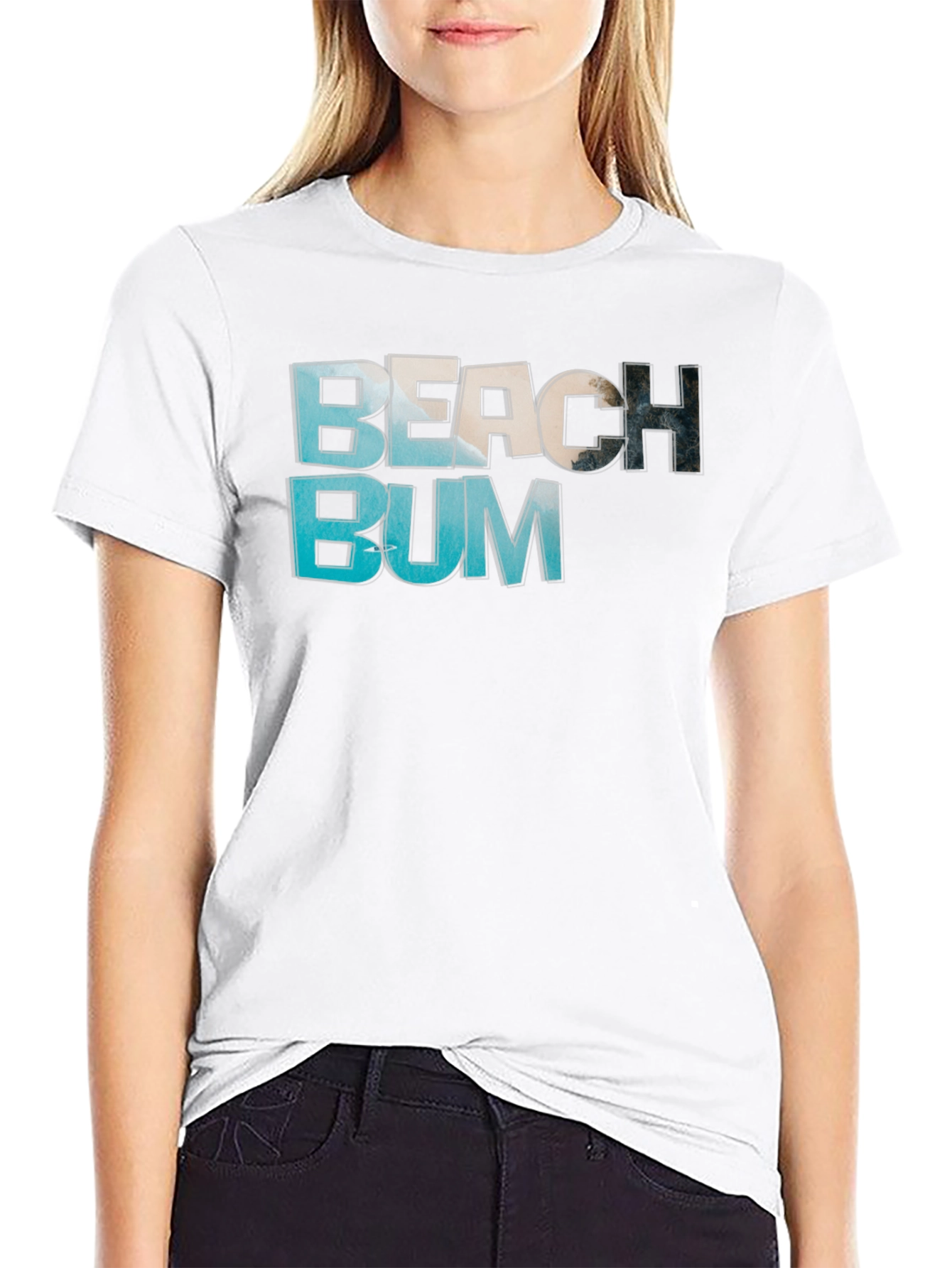 Beach Bum Graphic Tee - Casual Black T-Shirt