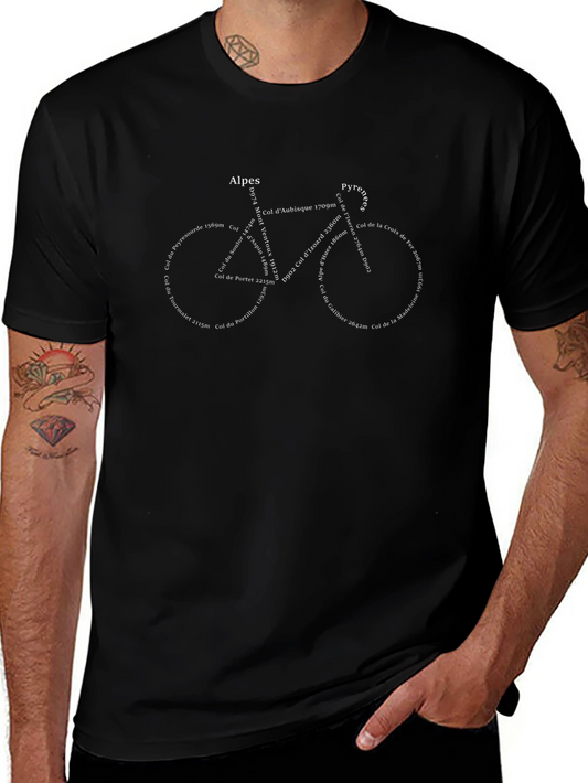 Cycling Climbs T-Shirt: Alps & Pyrenees Bike Art