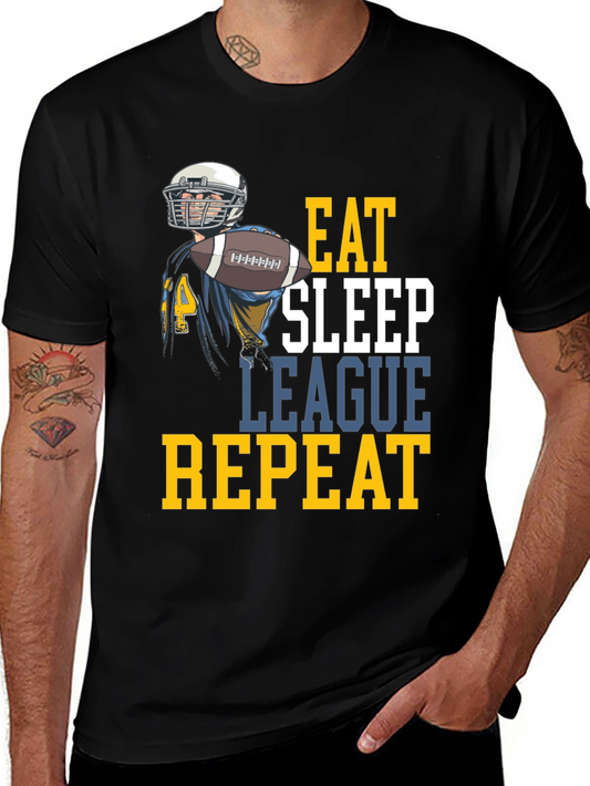 Eat Sleep League Repeat Football T-Shirt