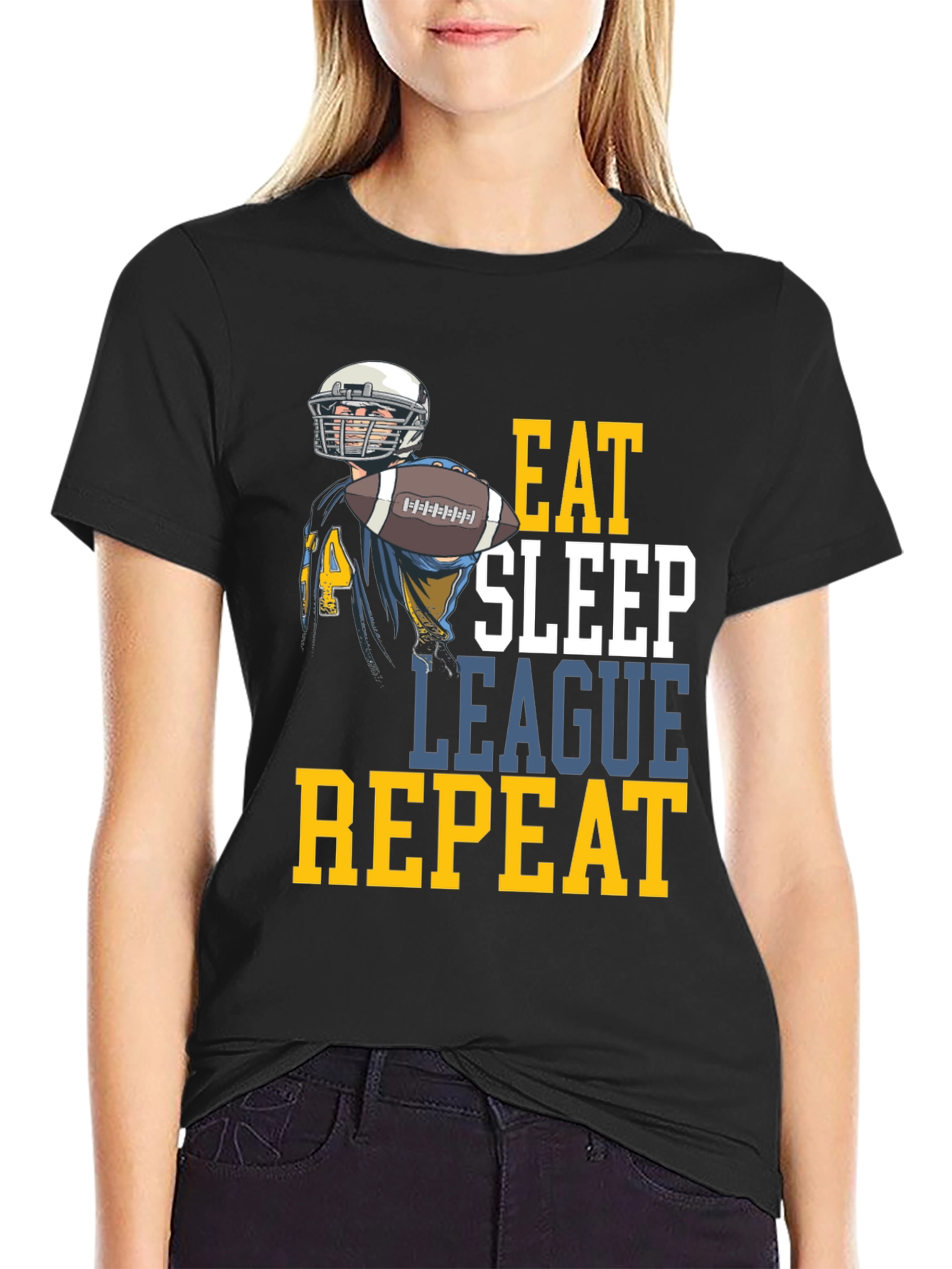 Eat Sleep League Repeat Football T-Shirt