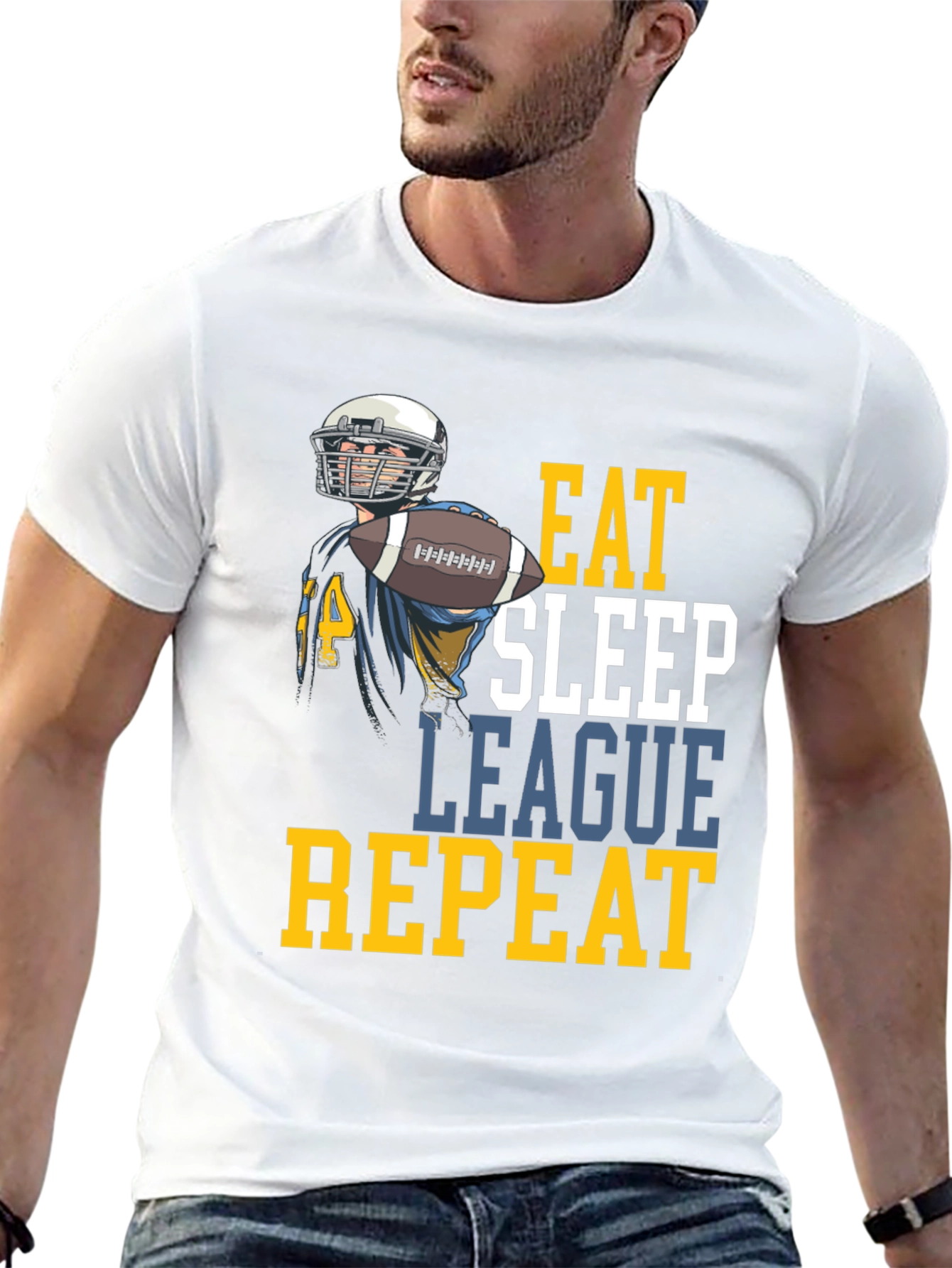 Eat Sleep League Repeat Football T-Shirt