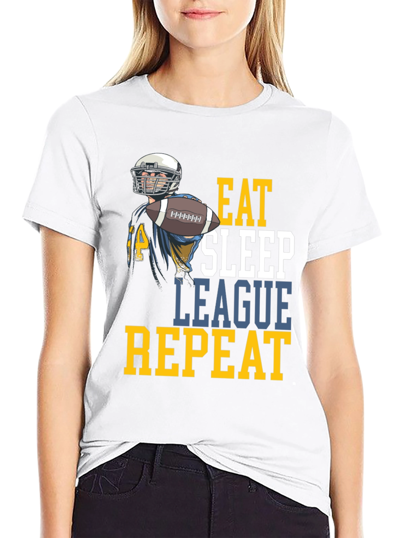 Eat Sleep League Repeat Football T-Shirt