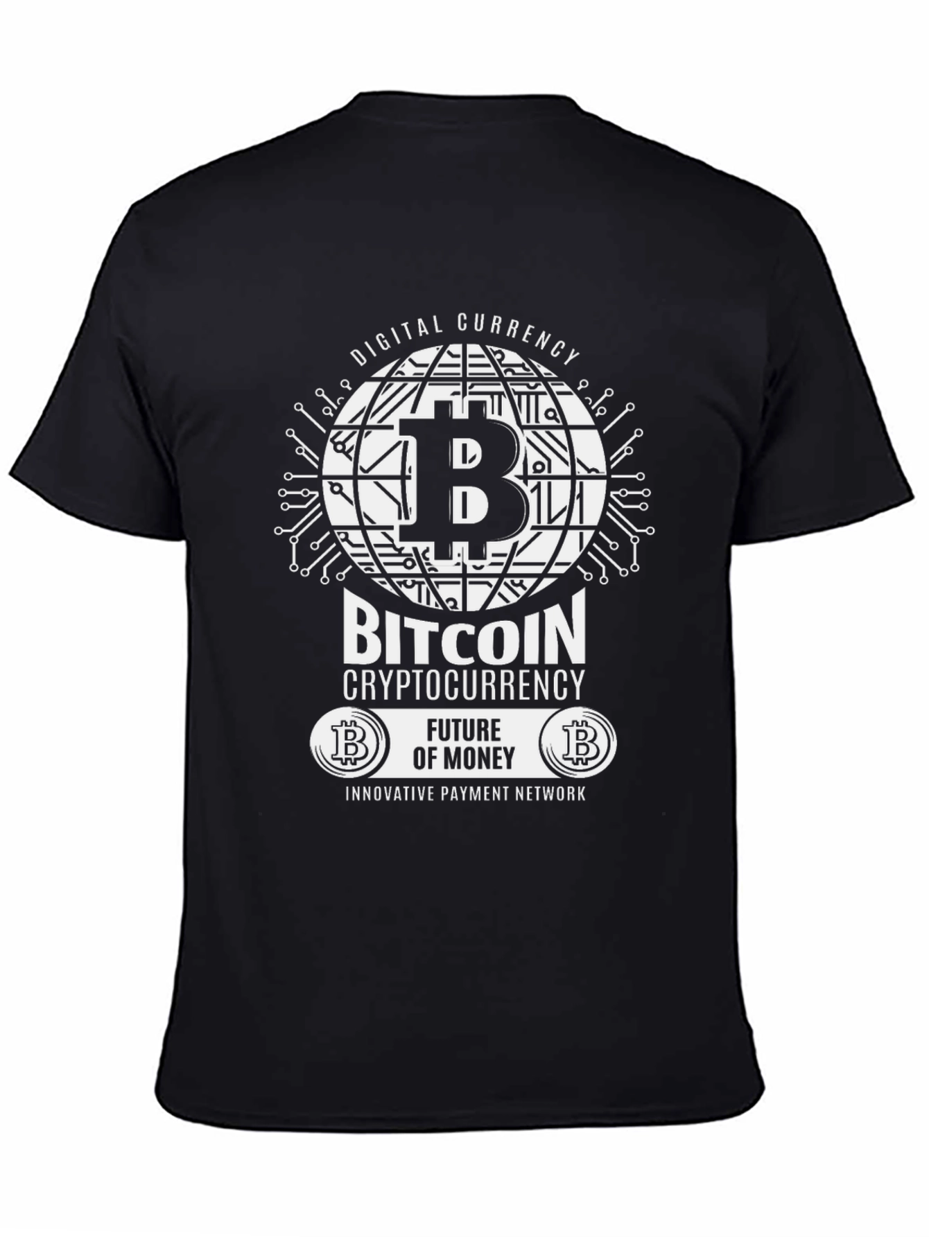 Bitcoin Cryptocurrency Black Graphic T-Shirt