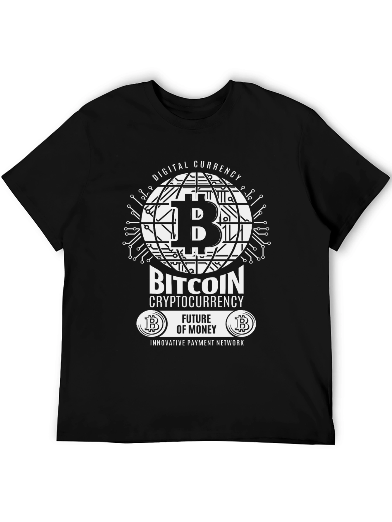 Bitcoin Cryptocurrency Black Graphic T-Shirt