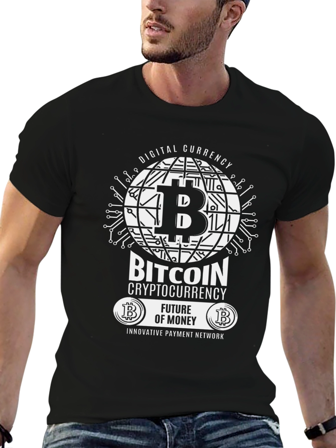 Bitcoin Cryptocurrency Black Graphic T-Shirt