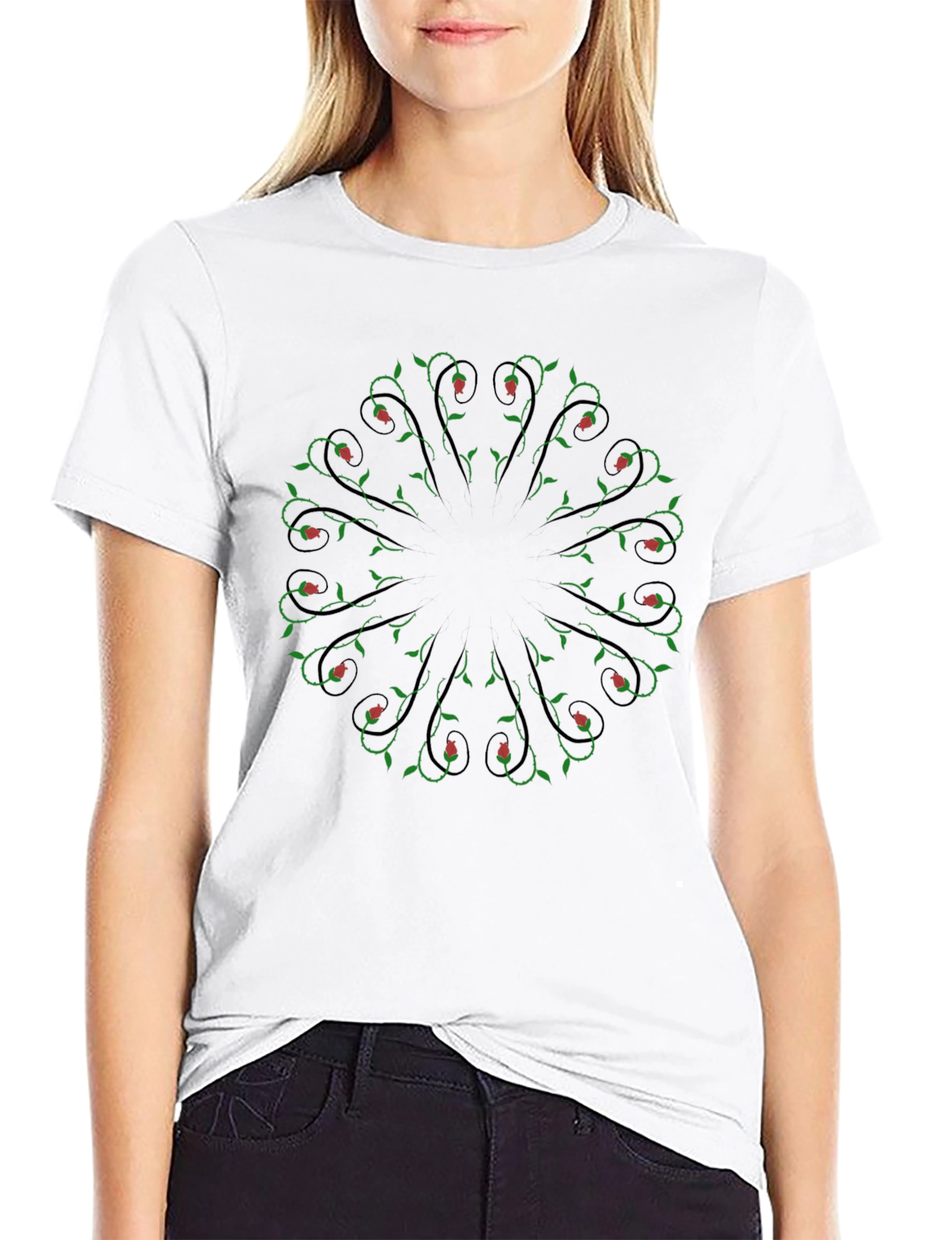 Rose Vines Black Graphic Tee