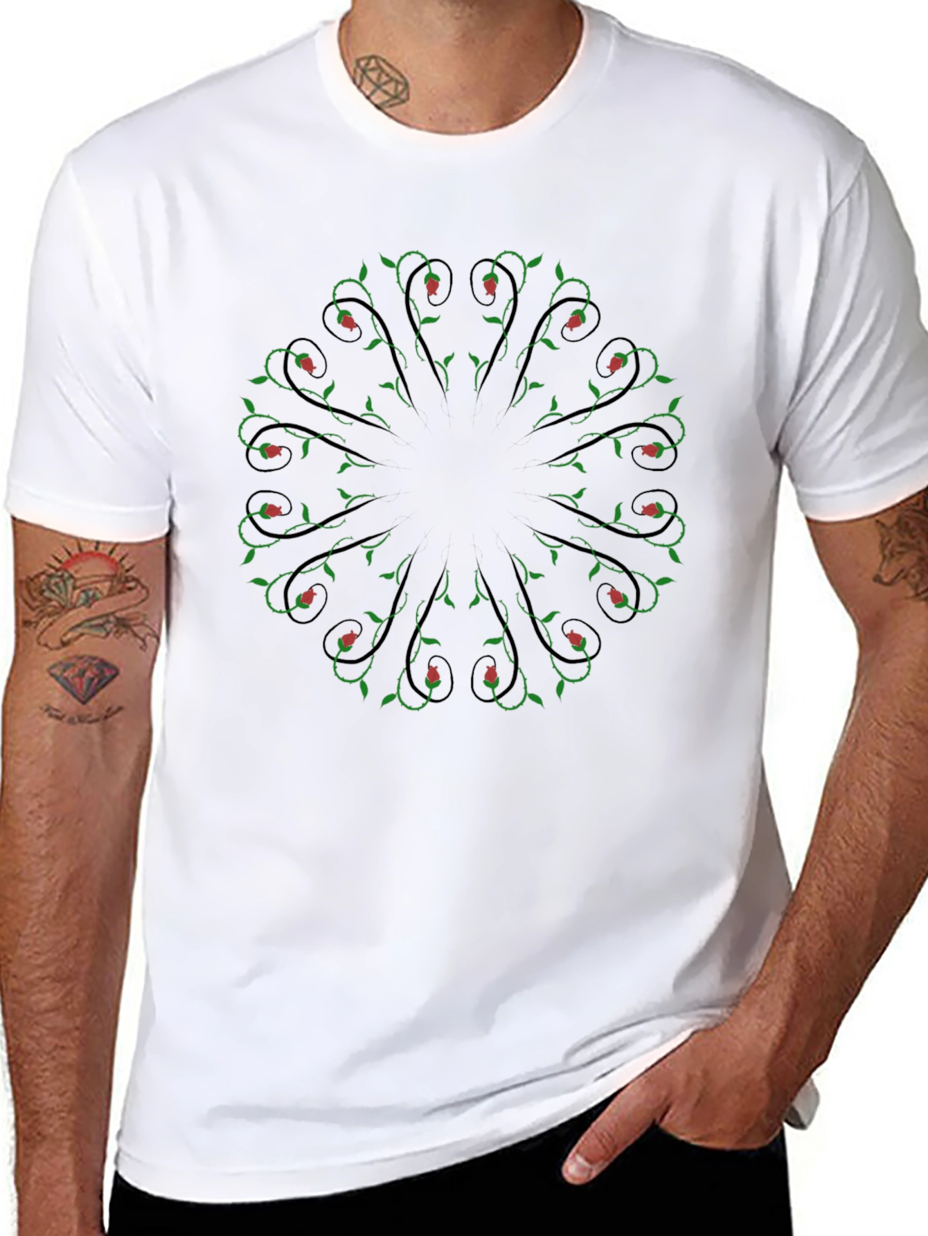 Rose Vines Black Graphic Tee