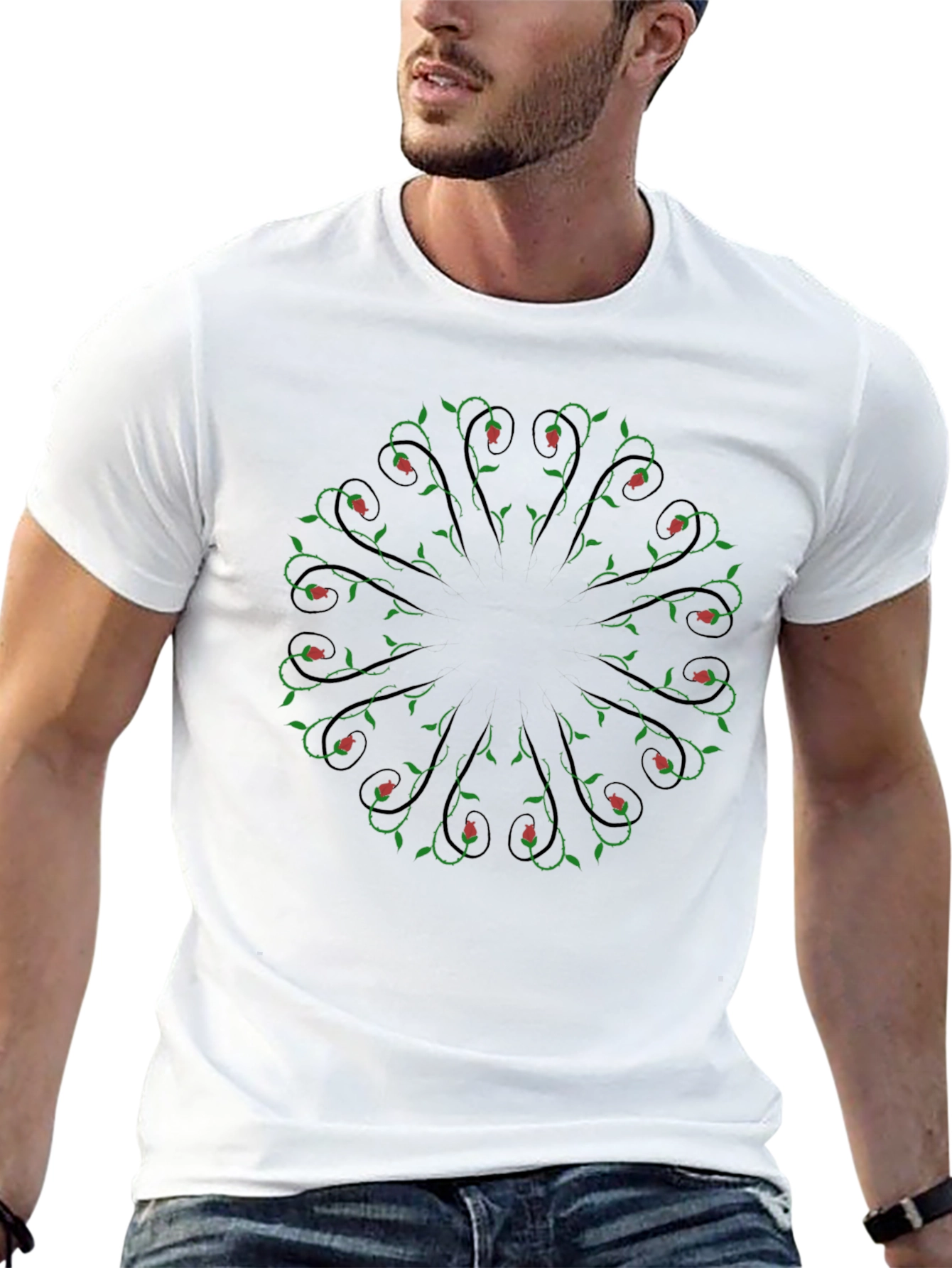 Rose Vines Black Graphic Tee