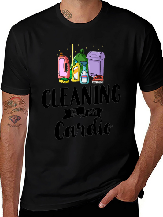 Cleaning is My Cardio T-Shirt - Black Cotton Tee
