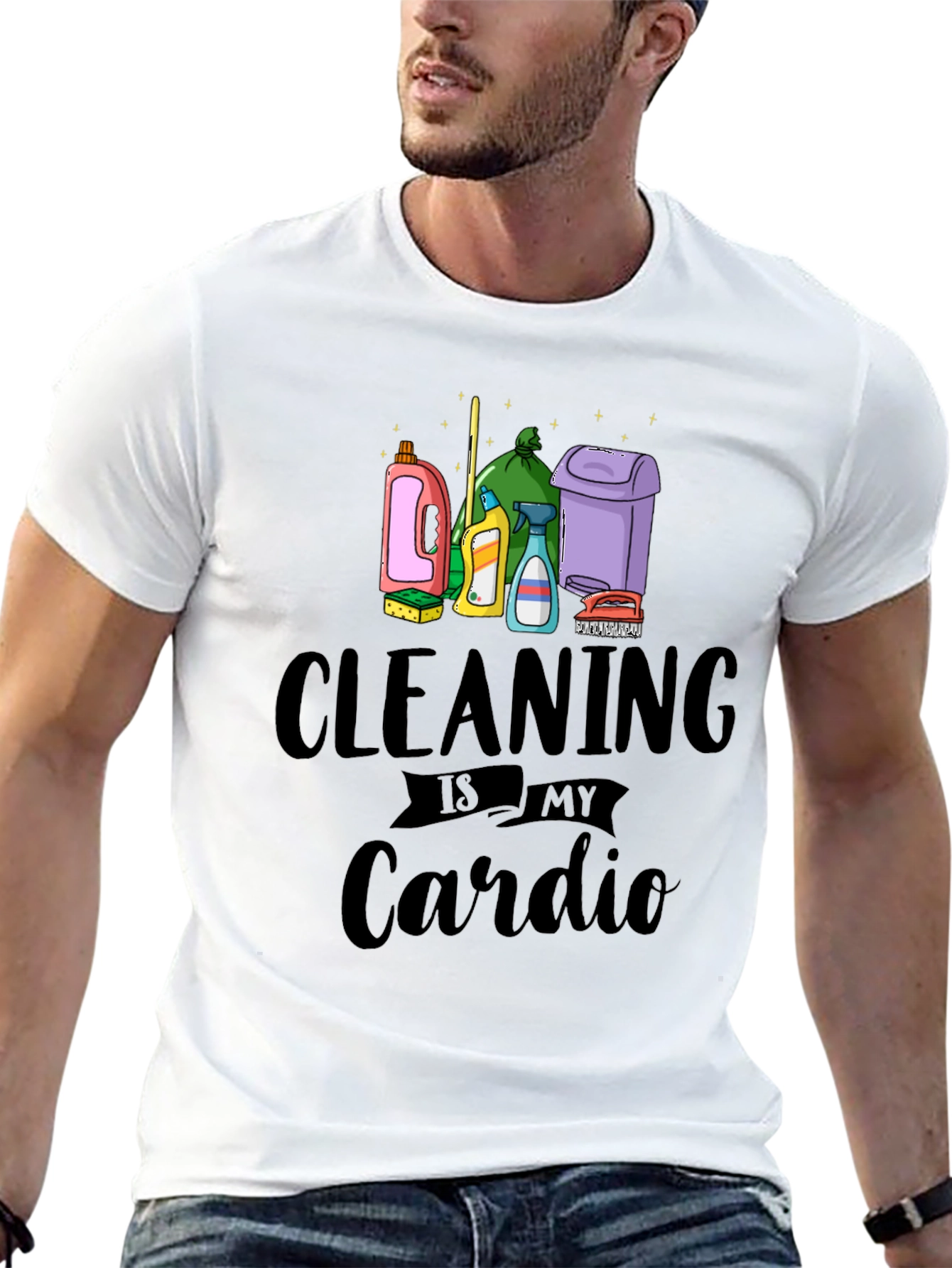 Cleaning is My Cardio T-Shirt - Black Cotton Tee