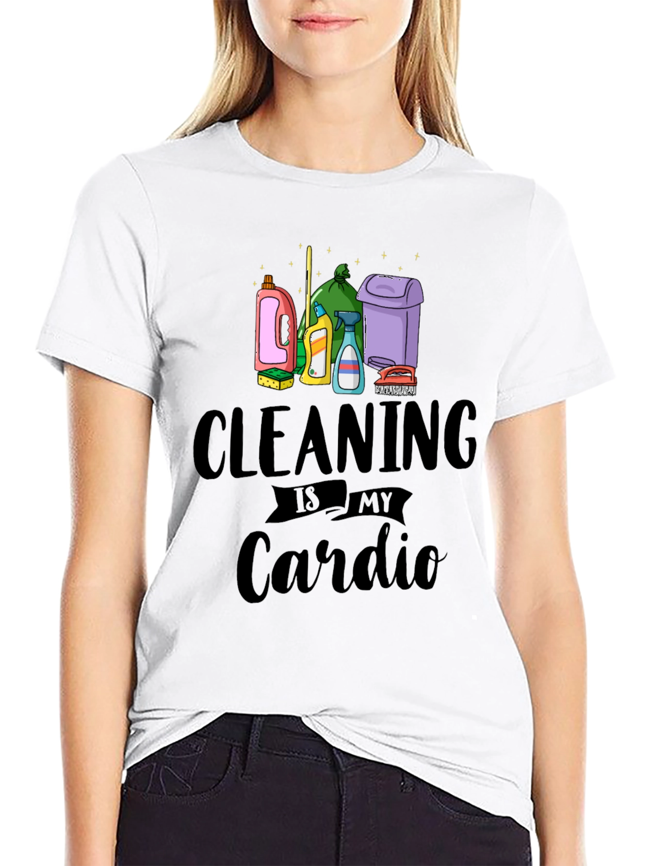 Cleaning is My Cardio T-Shirt - Black Cotton Tee