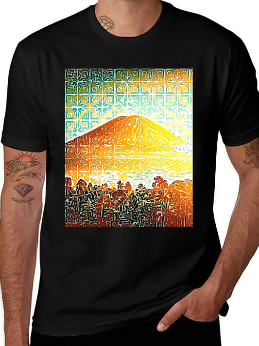 Abstract Mountain Graphic Tee - Mens Black T-Shirt