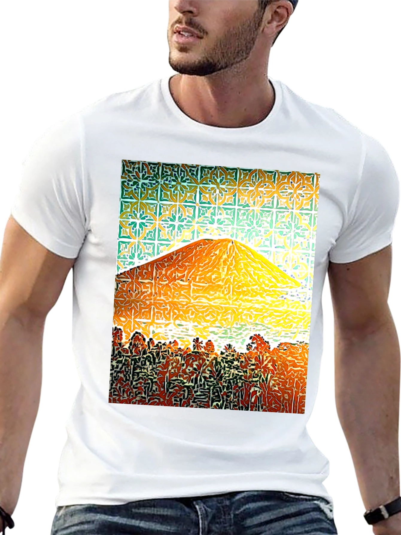 Abstract Mountain Graphic Tee - Mens Black T-Shirt