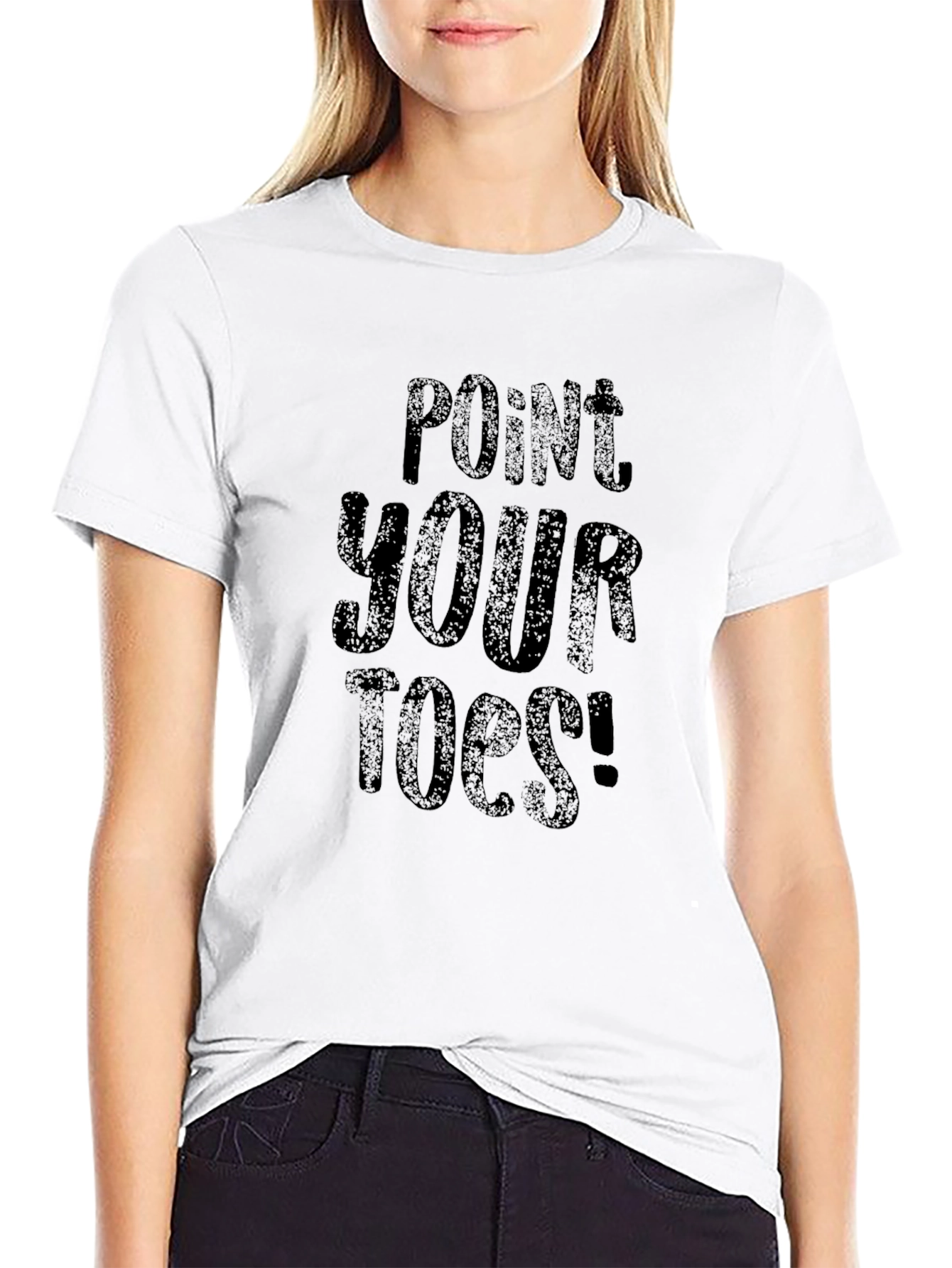 Point Your Toes Black Graphic T-Shirt