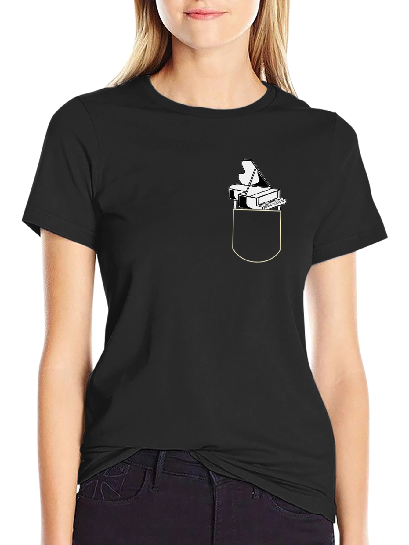 Piano Pocket Graphic Tee - Musician Novelty T-Shirt